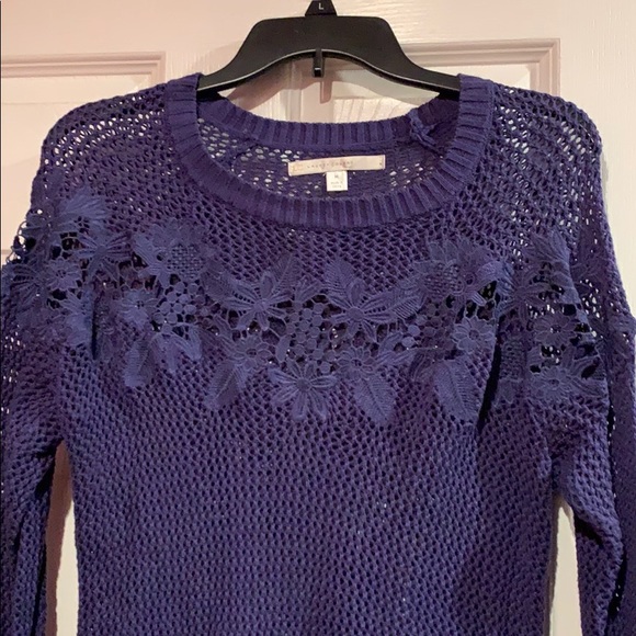 Dark Blue Floral Sweater - Picture 1 of 4